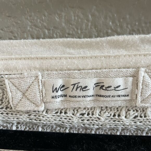 Free people Thermal Top Women's Medium Ivory Thien’s Hacci Boho Hippie Sweater - Picture 7 of 13